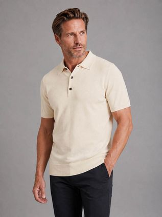 Profuomo Knitted Polo Shirt Ecru