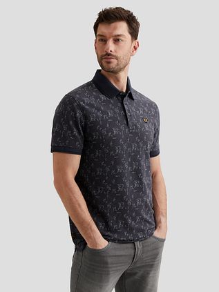 PME Legend Polo Shirt Piqué Print Navy