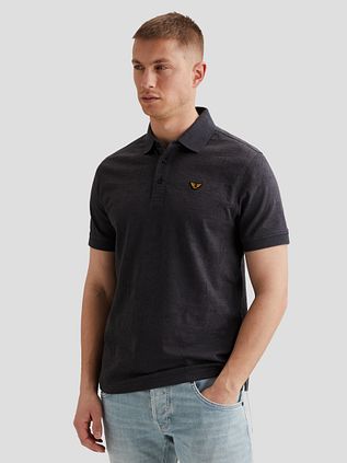 PME Legend Poloshirt Jacquard Jersey Graphite Blue