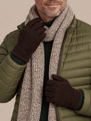 Profuomo Gloves Wool Brown Suede