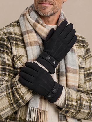 Profuomo Gloves Wool Black Leather
