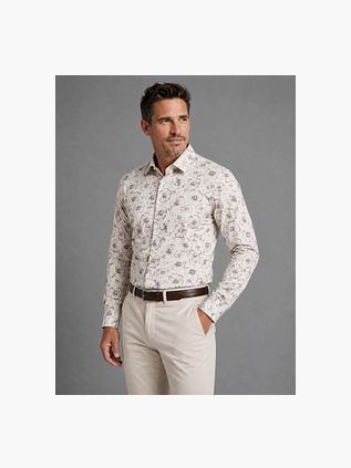 Profuomo Hemd Blumenmuster Beige