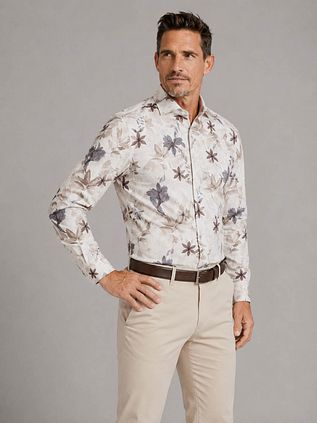 Profuomo Hemd Blumenmuster Beige
