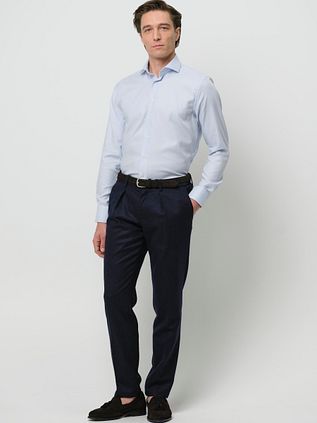 Profuomo Basketweave Overhemd Lichtblauw