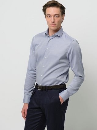 Profuomo Basketweave Hemd Blau