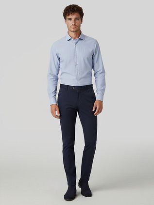 Profuomo Hemd Peached Herringbone Flanell Blau