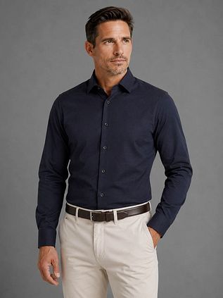 Profuomo Japanese Knitted Hemd Structure Navy