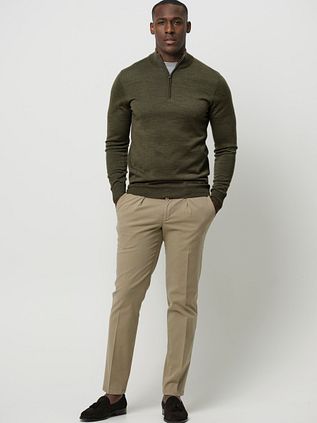 Profuomo Pullover Half Zip Laine Merino Vert Olive