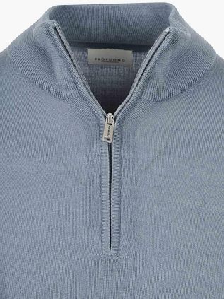 Profuomo Half Zip Pullover Merinowolle Blau