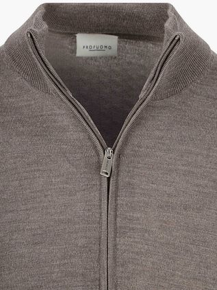 Profuomo Strickjacke Merinowolle Taupe