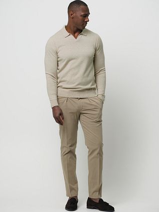 Profuomo Longsleeve Poloshirt Mix Laine Sand