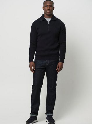 Profuomo Half Zip Pullover Wool Navy