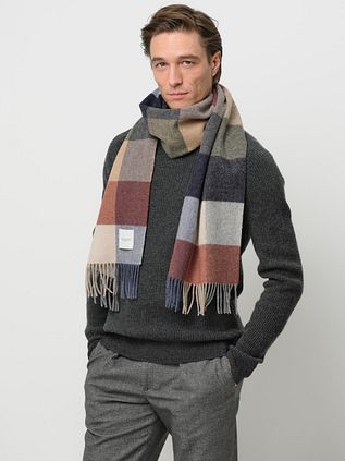 Profuomo Schal Wolle Karo Multicolour