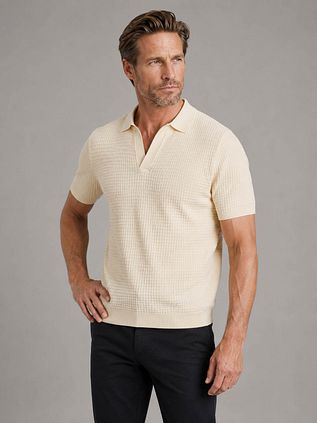 Profuomo Poloshirt Riva Structure Ecru