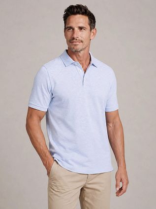 Profuomo Piqué Polo Shirt Melange Light Blue