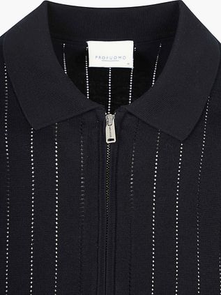 Profuomo Knitted Half Zip Polo Shirt Dropneedle Navy