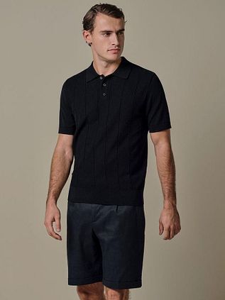 Profuomo Polo Shirt Drop Needle Structure Navy
