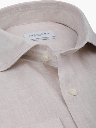 Profuomo Overhemd Linnen Sand