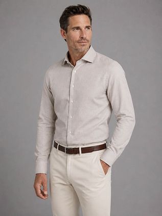Profuomo Hemd Leinen Sand