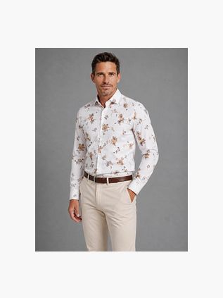 Profuomo Twill Hemd Flower Weiß