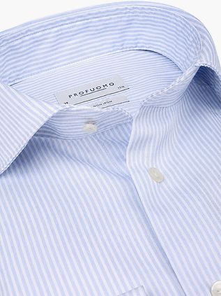Profuomo Twill Shirt Stripes Light Blue