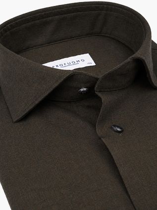 Profuomo Chemise Brushed Twill Vert foncé