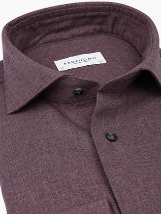 Profuomo Chemise Brushed Twill Aubergine
