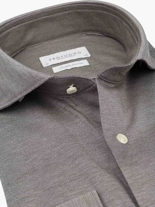 Profuomo Japanese Knitted Hemd Melange Braun