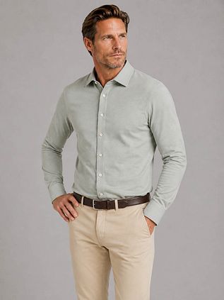 Profuomo Japanese Knitted Hemd Melange Grün