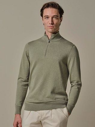 Profuomo Half Zip Pullover Luxury Basic Green