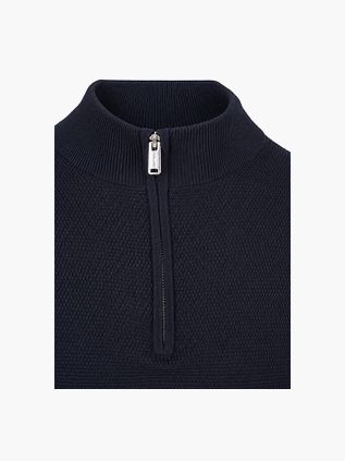 Profuomo Half Zip Pullover Bleu marine texturé