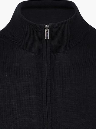 Profuomo Half Zip Pullover Merinowol Zwart