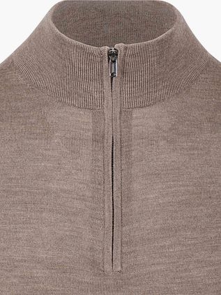 Profuomo Half Zip Pullover Merinowol Bruin