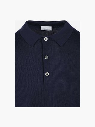 Profuomo Longsleeve Polo Shirt Merino Wool Navy