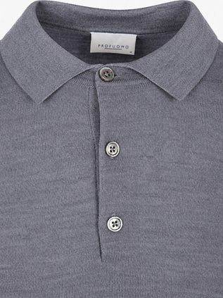 Profuomo Longsleeve Polo Shirt Merino Wool Grey
