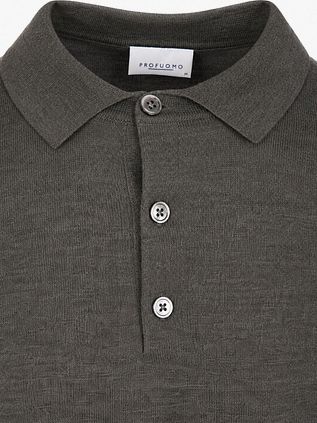 Profuomo Longsleeve Polo Shirt Merino Wool Green