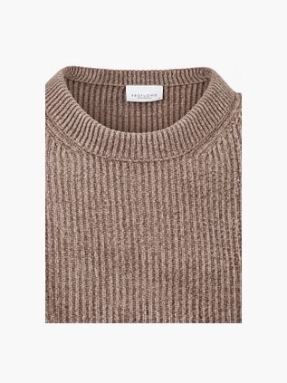 Profuomo Pullover Chenille Rib Wool Blend Brown