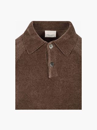 Profuomo Longsleeve Polo Shirt Chenille Brown