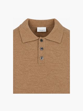 Profuomo Longsleeve Poloshirt Boiled Wool Camel