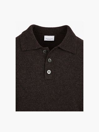 Profuomo Longsleeve Poloshirt Boiled Wool Braun