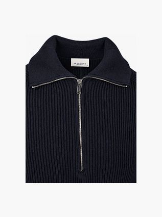 Profuomo Half Zip Pullover Wool Navy
