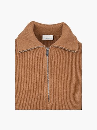 Profuomo Half Zip Pullover Wool Cognac