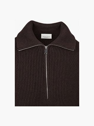 Profuomo Half Zip Pullover Wool Brown