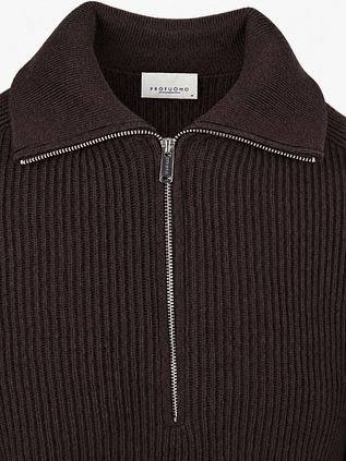 Profuomo Half Zip Pullover Wool Brun