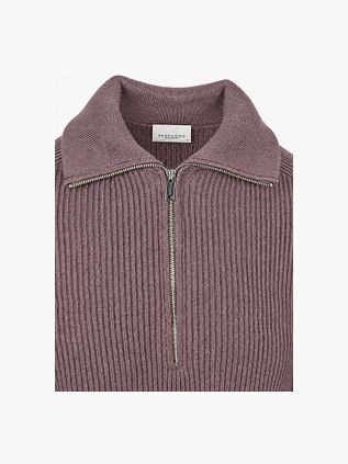 Profuomo Half Zip Pullover Wool Light Aubergine