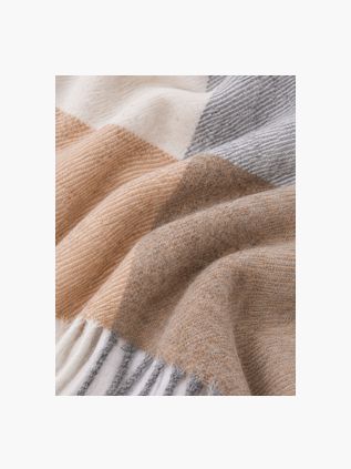 Profuomo Bufanda Lana de cordero Cuadros Azul Gris Beige