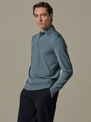 Profuomo Langærmet Poloshirt Luxury Basic Blå