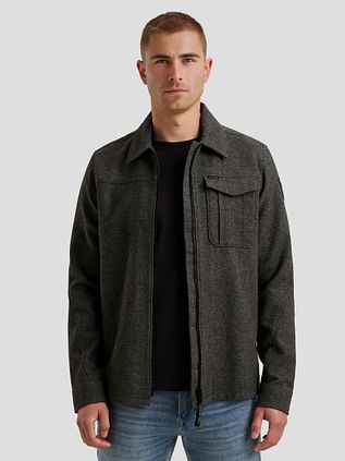 PME Legend Hemdjacke Wool Blend Herringbone Grau