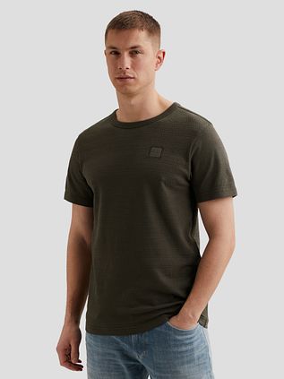PME Legend T-Shirt Jacquard Stripe Beluga Green