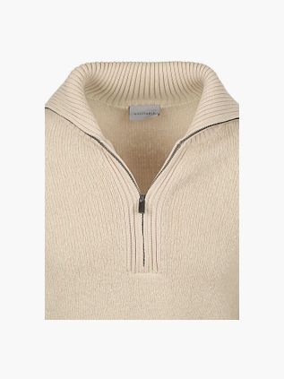 Suitable Deep Zip Pullover Boiled Wool Ecru